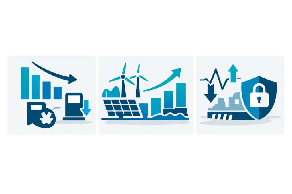 Energieversorgung im Wandel Verbrauch sinkt Erneuerbare steigen Preisvolatilität.