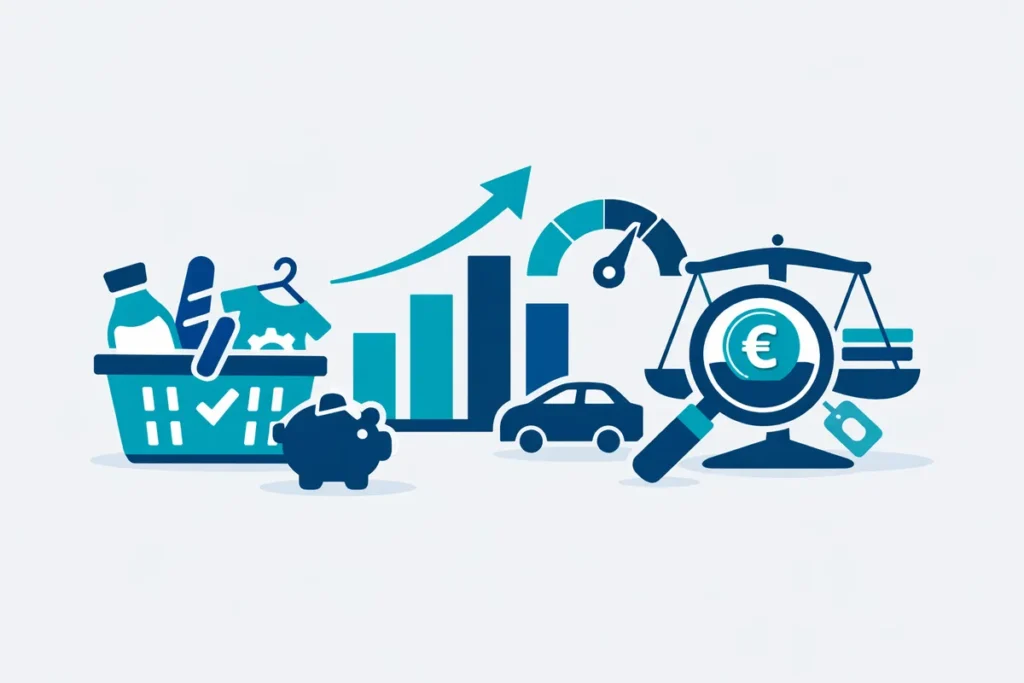 Inflation deefinition Messung mit Warenkorb, Preisindex und Diagramm.