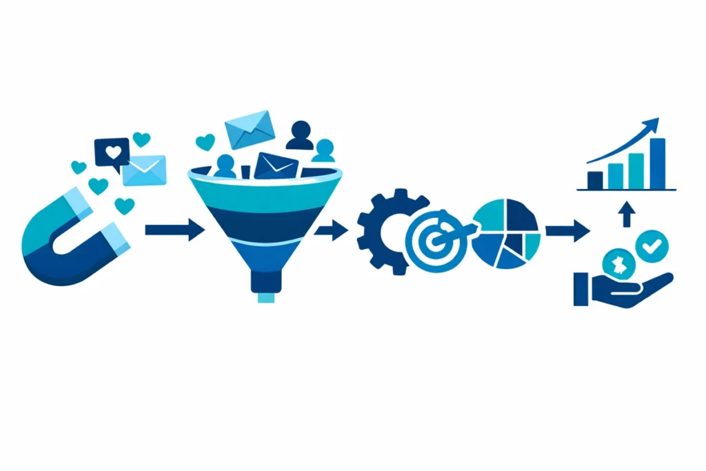 Marketing automation Agentur Prozess von Lead bis Conversion.