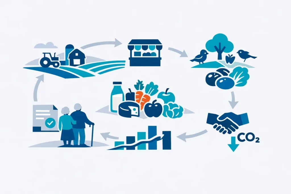 Vorteile regionaler Produkte: kurze Transportwege, frische Saisonware und lokale Wirtschaft.
