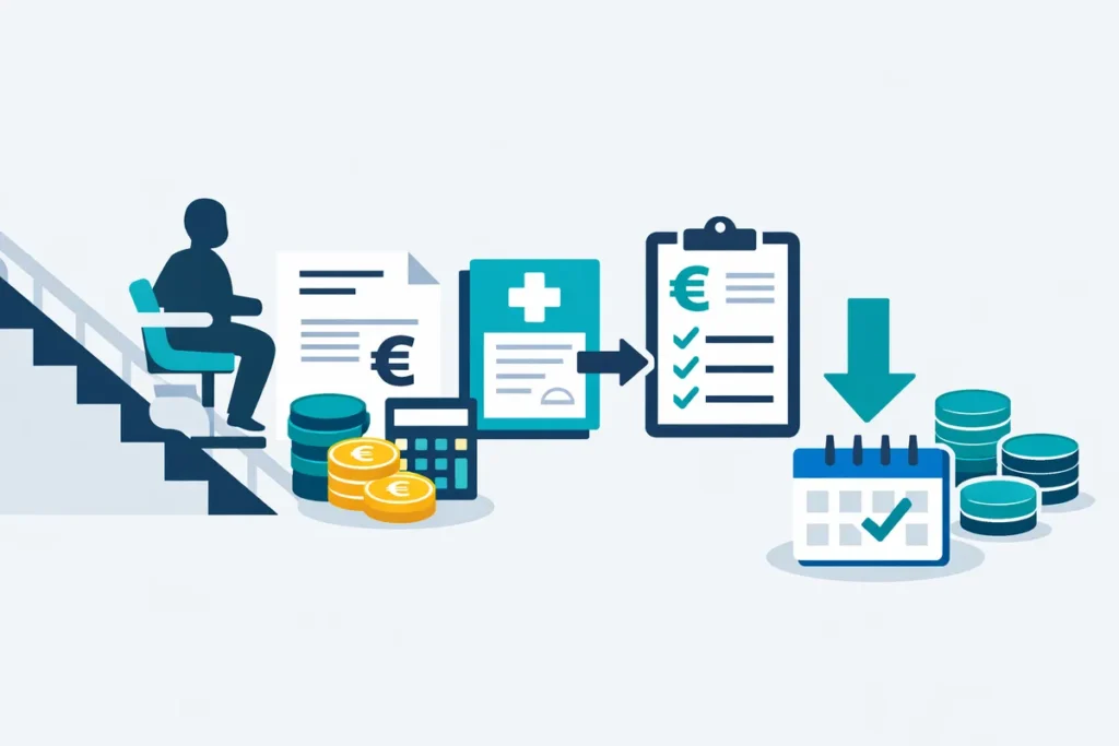 Treppenlift steuerlich absetzen: Kosten, ärztlicher Nachweis, Steuererklärung und Abzugsprozess.