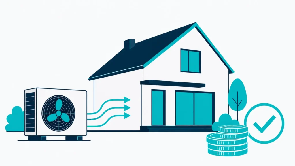 Wärmepumpen-Förderung 2026 für modernes Haus mit effizienter Wärmepumpe